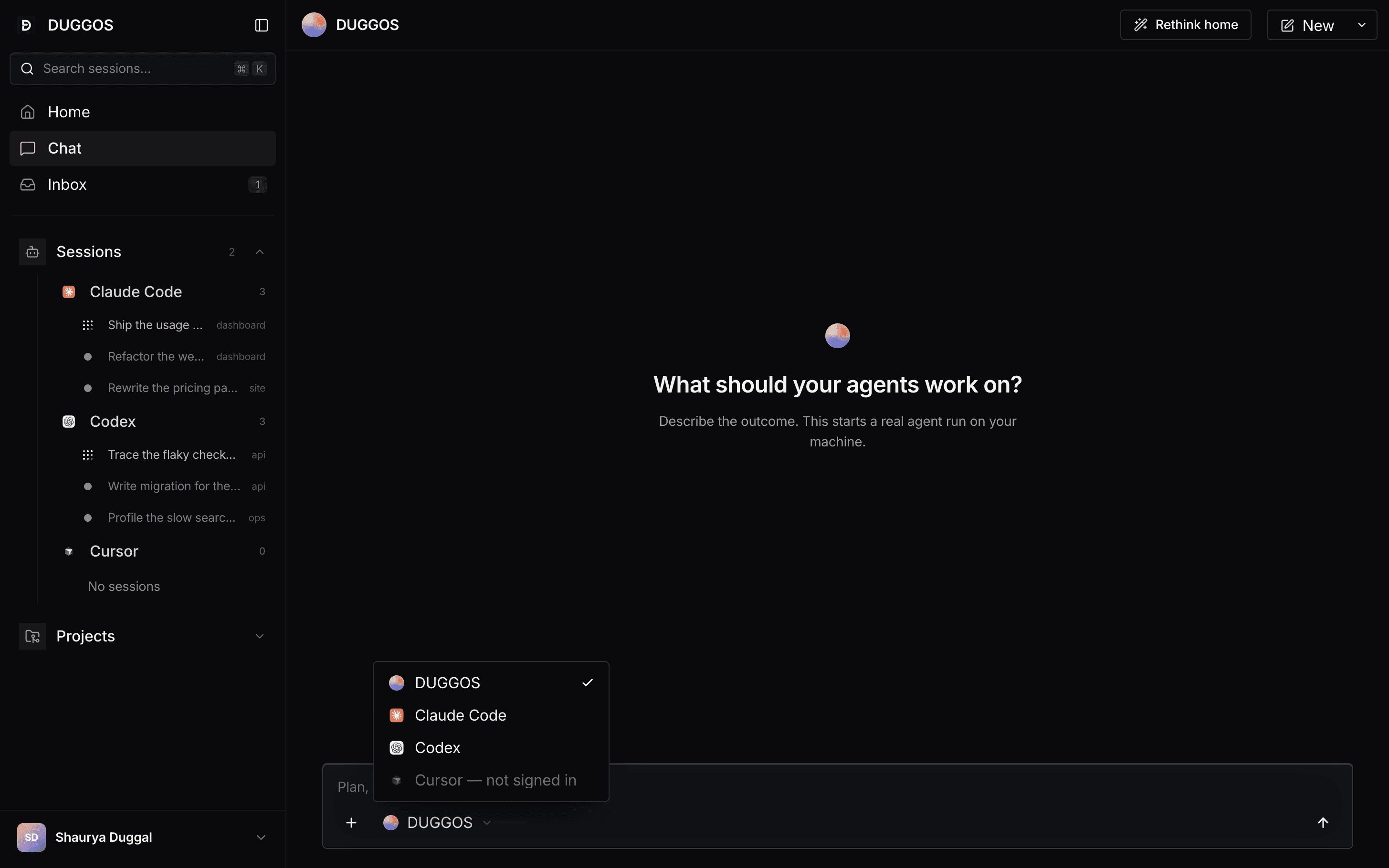 The DUGGOS council comparing answers from multiple AI agents before producing a synthesis